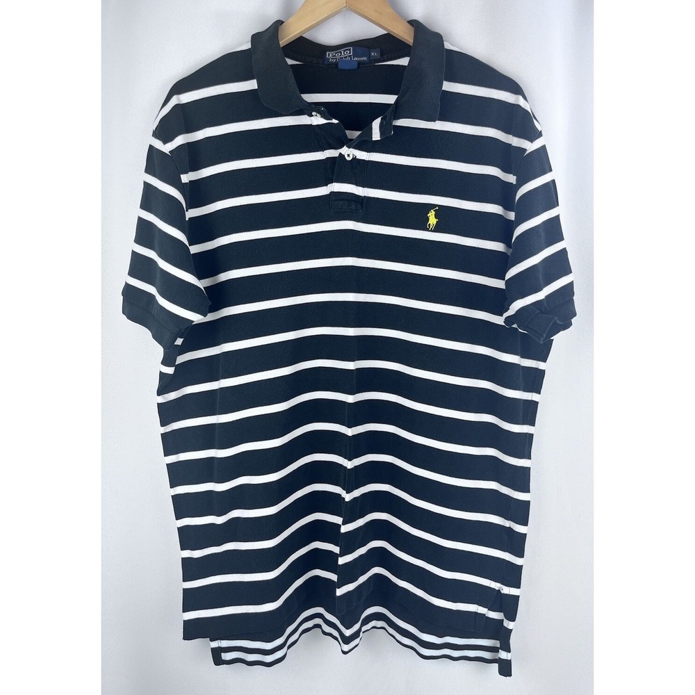 Vintage Polo Ralph Lauren Polo Shirt X Large Mens Blue White Striped 90s